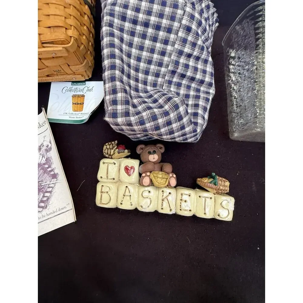 Longaberger 1997 Waste Basket Combo J W Collection Miniature Complete & Figurine